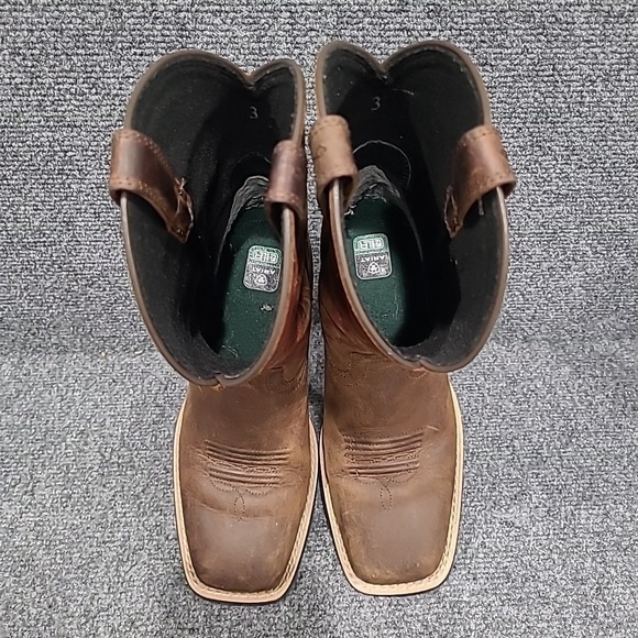 Ariat Quickdraw‎ Western Boots Kids Youth Size 3 Brown / Red Square Toe 10004853 - Picture 11 of 14